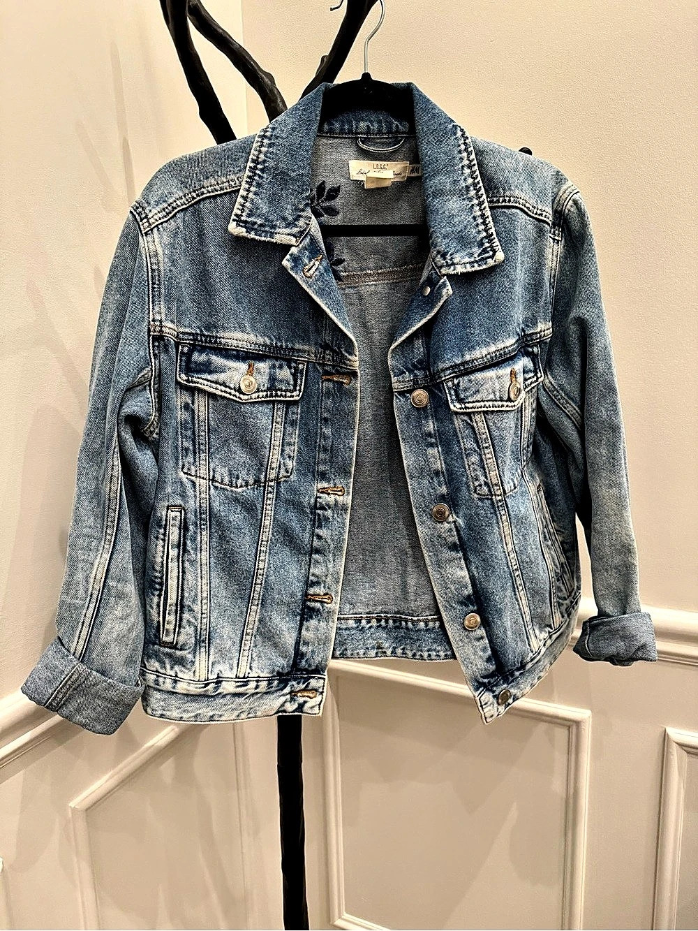 H&M Floral Embroidered Denim Jacket